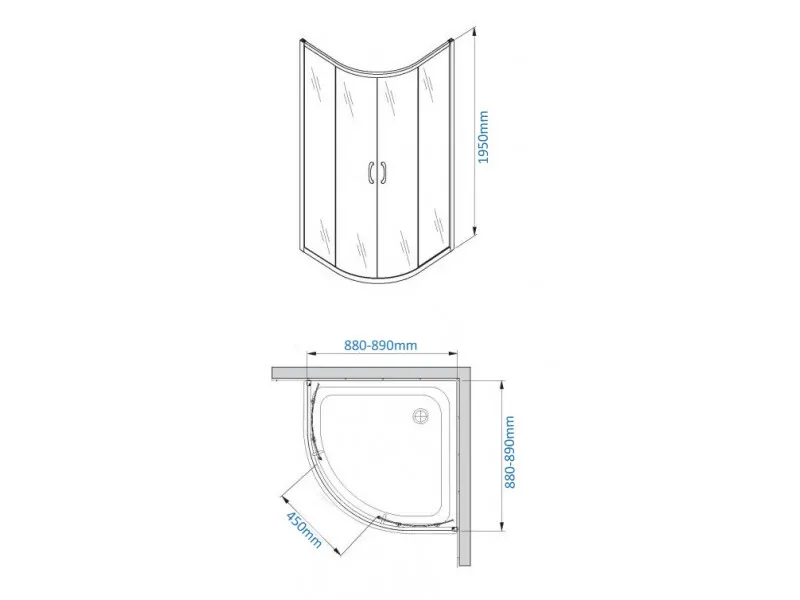 NKS Paravan 6012cm providno staklo 6mm R90x195 silver, kompenzacioni profil KBJ109290ST 