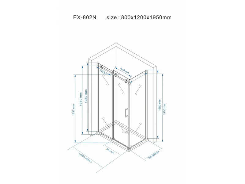 NKS Paravan EX802N 80x120x195/ 8mm NANO EASY CLEAN KBKEX802N1 