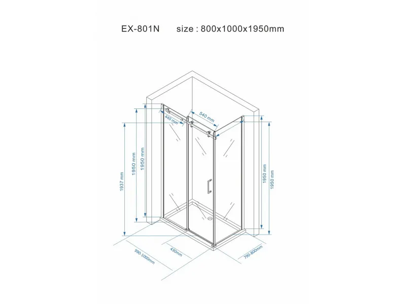 NKS Paravan EX801N 80x100x195/ 8mm NANO EASY CLEAN KBKEX801N 