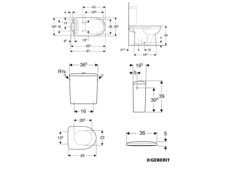 Geberit Selnova monoblok baltik sa wc daskom 