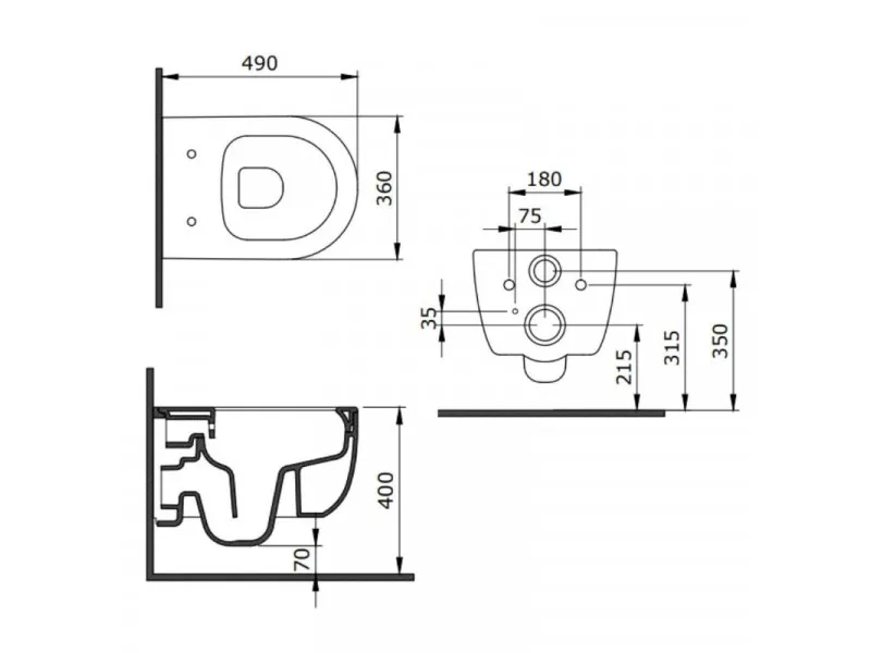 BOCCHI V-TONDO RIMLESS KONZOLNA SOLJA SA DASKOM MAT PLAVA 1417-029-0129 