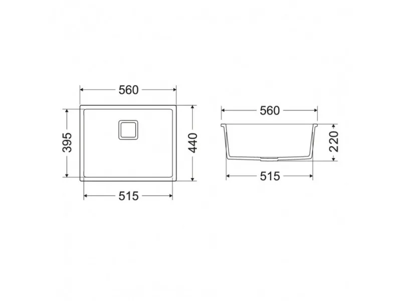 Milo Granitna sudopera MILO QUBUS 56x44 Pure sand sa sifonom QUB.P.1K56 