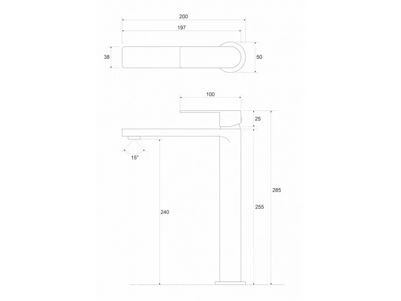 Cop Baterija za lavabo visoka COPEN NOOK mat crna C-01-101MB 