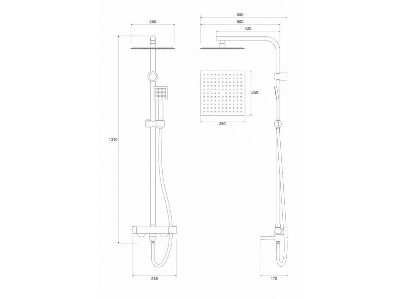 Cop Baterija i usponski tus sa izlivom COPEN NOOK mat crna cetvrtasti set C-01-111MB 