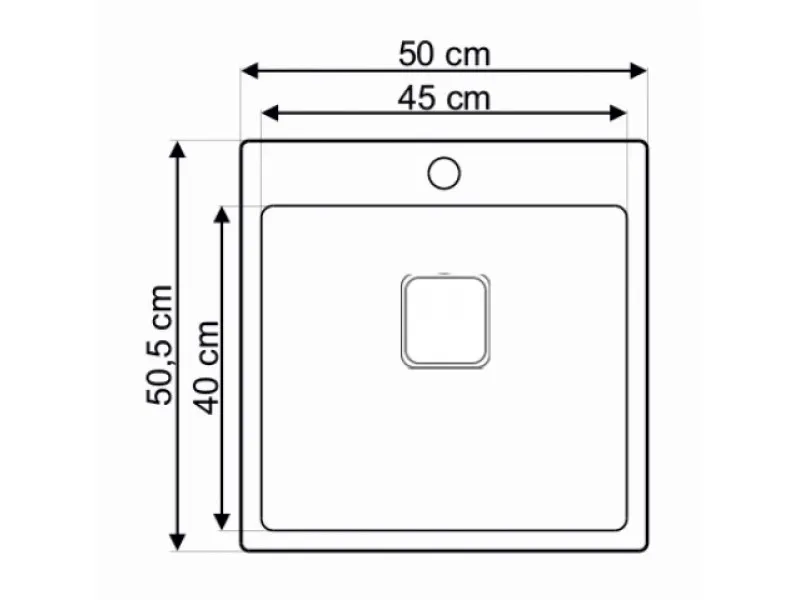 Lav sudopera AS 382   500x505x200 mm  / 1mm  sa sifonom 