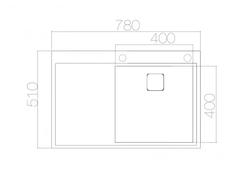 Lav sudopera AS 3326 -  HAND MADE 780x510x230 mm Debljina lima: 1.2 mm Korito može biti levo ili desno sa sifonom 