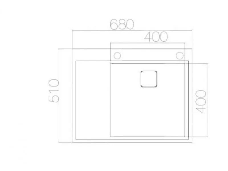 Lav sudopera AS 3327 -  HAND MADE 680x510x230 mm Debljina lima: 1.2 mm Korito može biti levo ili desno sa sifonom 