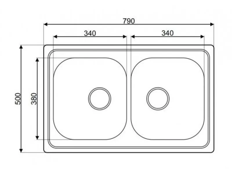 Lav sudopera BL AS 114 790x500x180 mm Debljina lima: 0.8mm bez sifona 