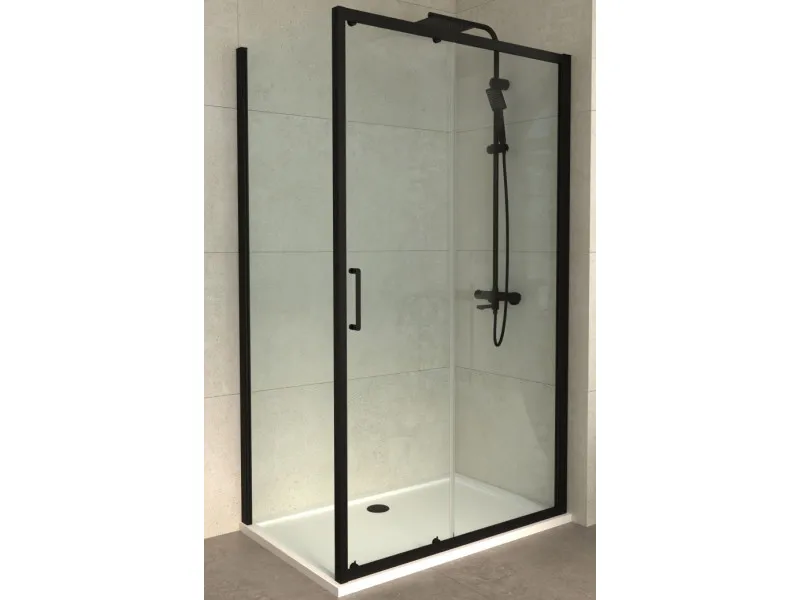 COPEN Tus kabina ATLAS BLACK 700X1400X1950 trans staklo 6mm crni mat ram  C-02-B4140T+C-02-4070T 