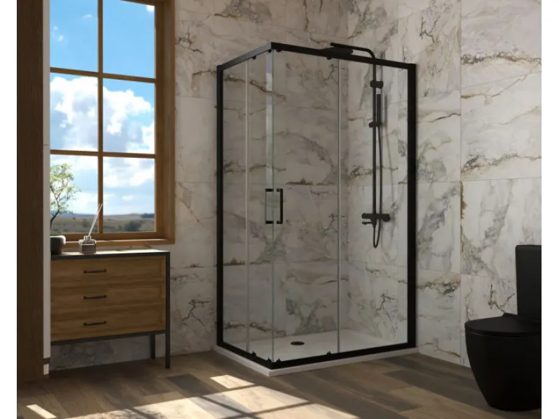 Copen tus kabina ATLAS PRO 1300x900x1950 matte black trans staklo 6mm C-02-B431300 + C-02-B43900 