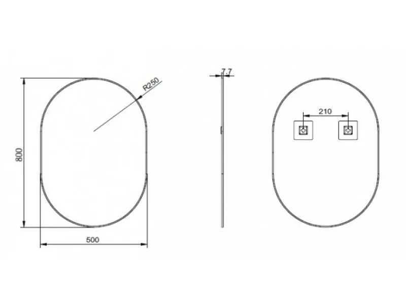 Copen Ogledalo 500x800 sa alu ramom 7,7mm brušeno srebro H-010RBS 