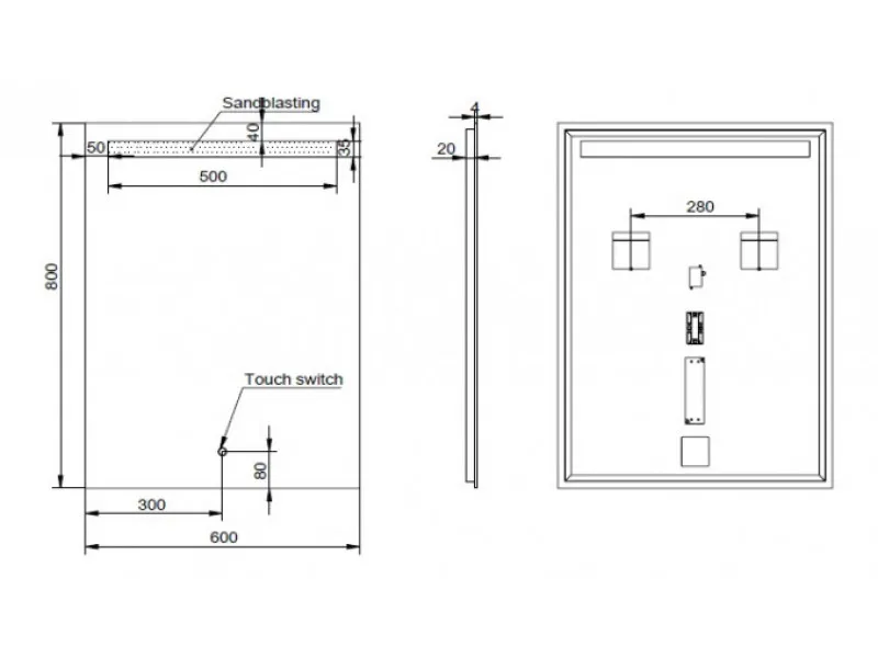 Copen Ogledalo 600x800 sa LED osvetljenjem H-201 